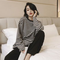 Comfort first ~ beloved Stripe Series fashion pajamas women Spring and Autumn loose cotton can be worn outside casual suit