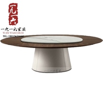 New Chinese hotel electric large round table 15 20 people club hotel box Marble dining table and chair combination