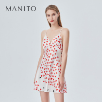 MANITO Mannita Real Silk Short Sleeping Dress Mulberry Silk Sexy Pendant With Skirt Loved Esstial
