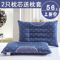 Whole head pillow pillow core plus pillowcase flat short low pillow thin section Partial Hard Buckwheat Leather Cassiae Pair of clothes Home Soft