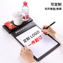 Leather A4 conference clip document signing splint business office hotel high-grade note magnetic pad logo customization