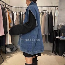2021 early autumn South Korea Dongdaemun womens loose denim vest coat A071307AH09