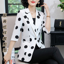 Spring and autumn summer new mid-sleeve small suit paper jacket womens clothing physical sample cutting drawings