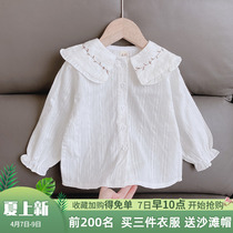 Girl Doll Collar Shirt 2022 Spring Spring New Female Baby Ocean Qi Children Children Dress White Shirt Spring Clothing