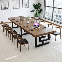 New Chinese style Nordic large creative industrial furniture solid wood conference table long table simple modern office training table