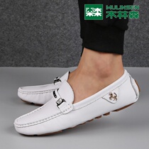 Mullinson first layer cowhide white mens Bean shoes mens leather soft bottom 36 yards summer 37 yards lazy open