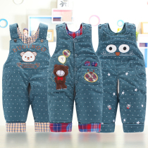 Baby Strap Cotton Pants Corduroy Men and Women Strap Pants Thickened Cotton Winter Baby Triple Clamp Cotton Pants