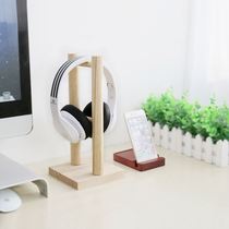 Solid Wood headset bracket creative double hanger display desktop storage rack pen holder table style