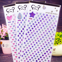 Children's crystal three-dimensional drop glue sticker heart-shaped five-pointed star nail sticker ear sticker colorful shiny hand account sticker painting