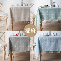 Tablecloth fabric cotton linen waterproof rectangular tea table cloth ins student dining table cloth mat Nordic simple hipster