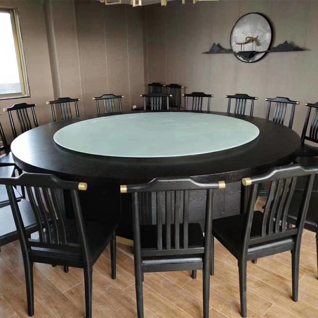 Club Hotels new box new Chinese 3m automatic solid wood turntable table for 20 people electric round table
