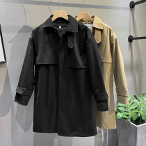 2021 autumn and winter New British style long loose trench coat Tide mens tooling jacket Joker business coat coat