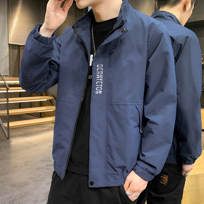Jacket men's jacket 2023 new spring and autumn stand collar trend, handsome work clothes, versatile winter clothing, baseball top clothes