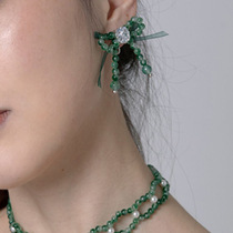 925 silver needle simple design zircon crystal bow earrings Dongdaemun temperament earrings net red fashion earrings