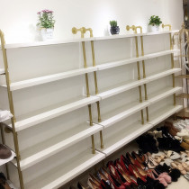 Shoe shop shoe rack upper wall multi-layer shoe rack Gold childrens shoe rack display rack shop display shoe rack landing womens shoe display cabinet