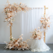 Champagne wedding simulation set Floral art small fresh silk flowers fake flower road leading flower auditorium background decoration flower props