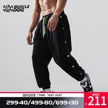 Muscle dog sports trousers mens autumn trend luminous loose beam feet breasted pants leisure training fitness pants