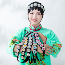 Seven-Star round bubble drama Opera water drill face Beijing Opera headdress Gem Flower forehead bubble colorful wooden Diamond costume
