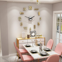 Clock and clock living room non-perforated European style modern simple clock personality creative DIY hanging watch home fashion