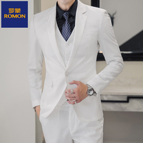 Romon suit mens summer three-piece suit mens suit suit groom best man dress Wedding professional business formal dress