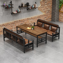 Retro industrial wind iron bar card seat sofa clear bar lounge area meeting room barbecue restaurant table and chair combination