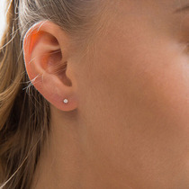 18K gold six-claw diamond stud earrings female real diamond three ten small drill stone ear bone nail rose gold screw male ear ornaments