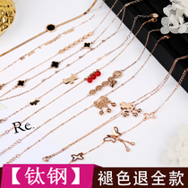 Japanese and Korean version of titanium steel anklet women do not fade simple rose gold student Mori double bell sexy ankle foot chain