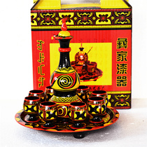 Sichuan Liangshan minority characteristic painting crafts Yi people hand-painted lacquer medium gourd wine set
