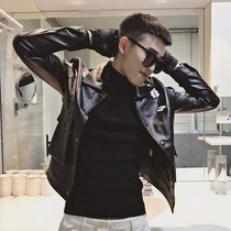Mens leather Korean version of the trend handsome clothes motorcycle leather jacket mens autumn 2020 new spirit guy jacket