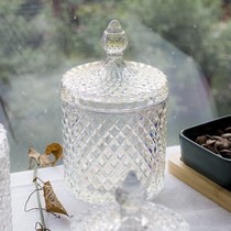 ins Korean dresser glass cover storage box desktop European jewelry box storage jar display candy jar gift