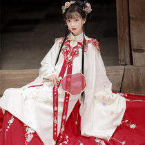  Original Ming Hanfu female cloud shoulder red kimono skirt super fairy stand-up collar gown three-piece suit full set of ancient costumes spring and autumn