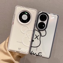 The Tide bear is suitable for Huawei mate40pro mobile phone shell ins wind transparent mate30epro black and white anti-fall three-in-one mt40por lovers glory 50 30