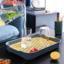 Glass Cup tray drain plate household tea cup water cup double rectangular plastic kettle tea plate