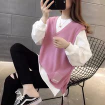 Pregnant womens blouses Autumn Clothing Slim Fit Clothing Women 2021 New Loose Fashion Spicy Mother Korean Version of Pregnancy Woman Dress Fake two