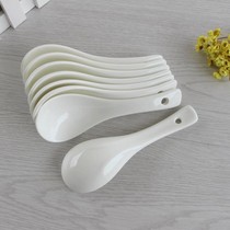 Household ceramic spoon pure white ceramic spoon hotel restaurant canteen soup spoon quality assurance damaged package