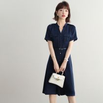 With simple elegant temperament French shirt dress summer 2021 new waist slim professional skirt