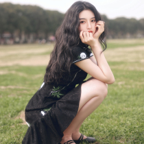Black cheongsam 2022 New Spring young girl national tide improved dress fishtail small short