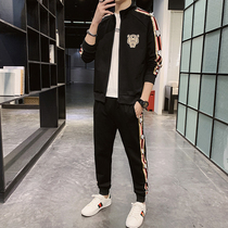 2021 autumn new trendy brand mens set with handsome mens coat two-piece casual sports suit men