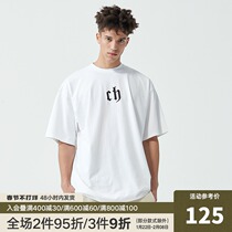 CHINISM white classic short sleeve T-shirt men's cotton simple summer loose round neck high street tide brand shoulder sleeve