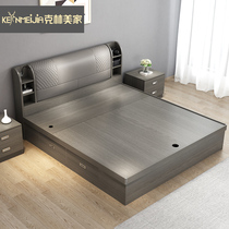  Nordic air pressure high box bed Modern simple 1 8 meters storage storage bed Small apartment multi-function bed 1 5 double bed