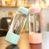Heat-resistant glass for men and women large capacity portable water Cup square cover creative tea cup Korean student Harajuku couple Cup