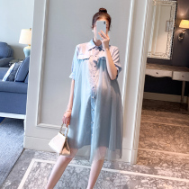 Pregnant nursing shirt dress Summer fashion out pregnant summer dress large size loose summer fairy dress tide mom