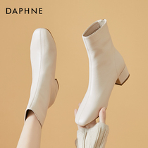 Daphne French booties 2021 single boots womens shoes summer new autumn womens boots spring and autumn white soft leather boots