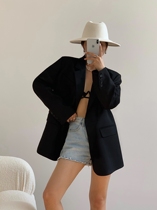  HUYIFAN black blazer womens 2021 autumn and winter new Korean version of loose and wild casual temperament small suit