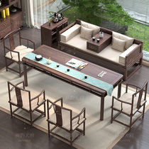 Black walnut tea table and chair combination new Chinese solid wood Zen office kung fu tea table simple modern tea room coffee table