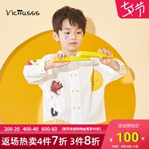 viciusss Childrens clothing 2021 Spring and Autumn cartoon loose boys shirt long-sleeved cotton printed lapel shirt Western style