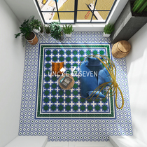 Green retro tiles 200x200 toilet wall tiles Balcony parquet tiles B & B garden terrace non-slip floor tiles