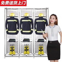 Wuhan stainless steel fire suit rack clothes rack hanger display rack rotating frame combat suit double-sided Storage Rack