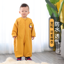 Baby one-piece clothing autumn and winter eating waterproof clothing baby climbing clothing children painting body anti-dirty crawling clothing