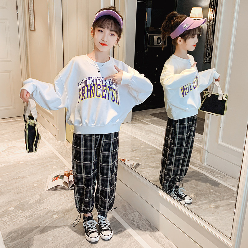 Girl Spring and Autumn Set 2021 New Korean version of the foreign fashion guard clothes lad pants casual two-piece set tide little girl